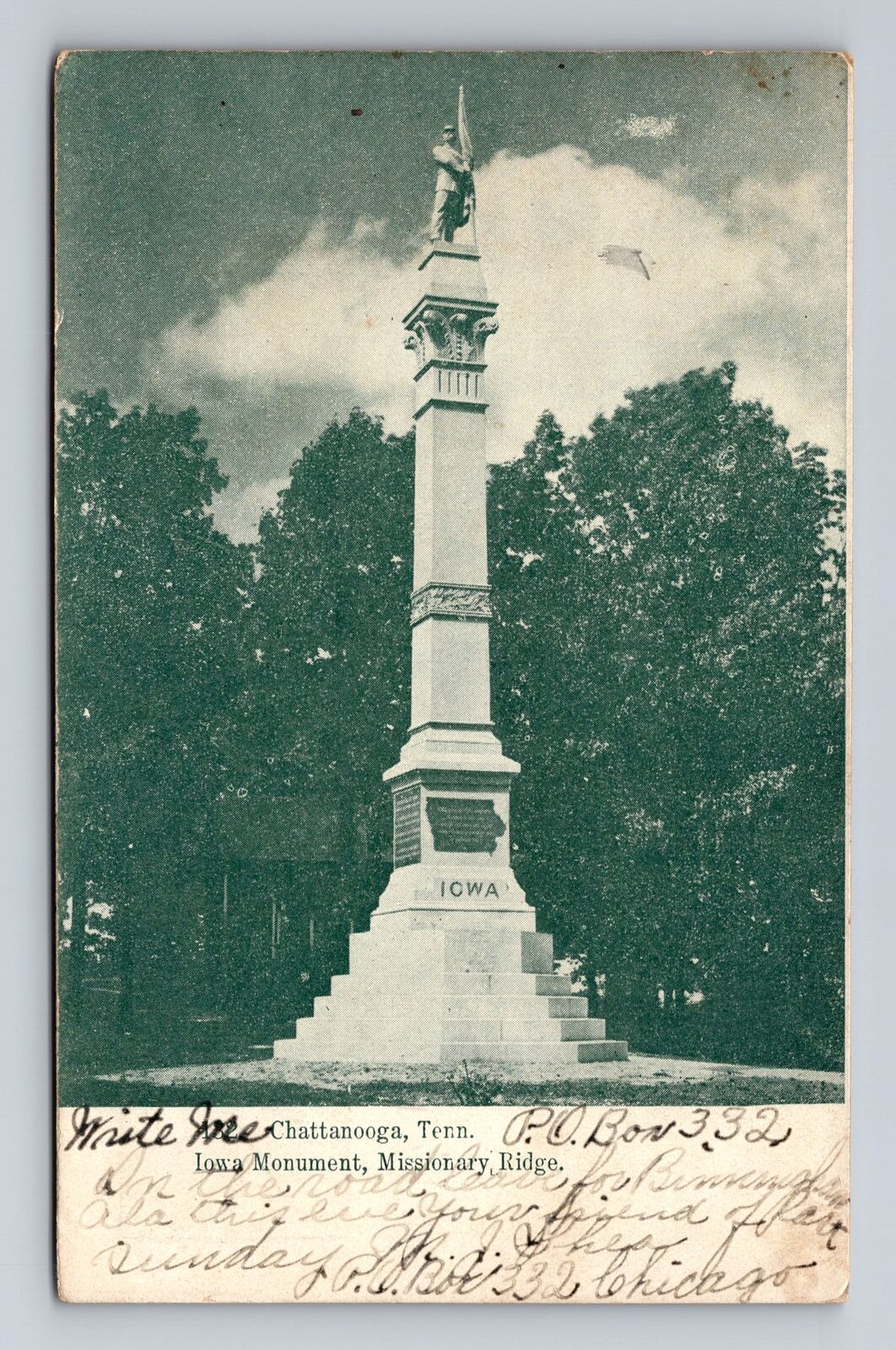 Chattanooga TN-Tennessee, Missionary Ridge Iowa Monument Vintage c1908 Postcard