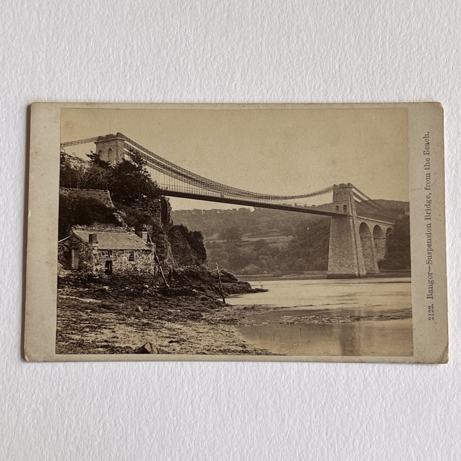 Antique CDV Photograph Bangor Menai Suspension Bridge UK History