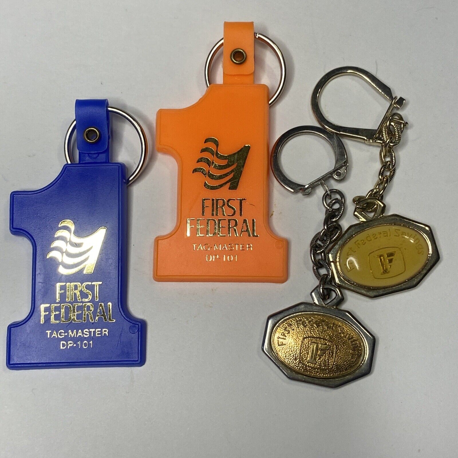 VINTAGE 1st Federal Savings Bank Advertising Keychain Lot Letter “C” & “P” RARE