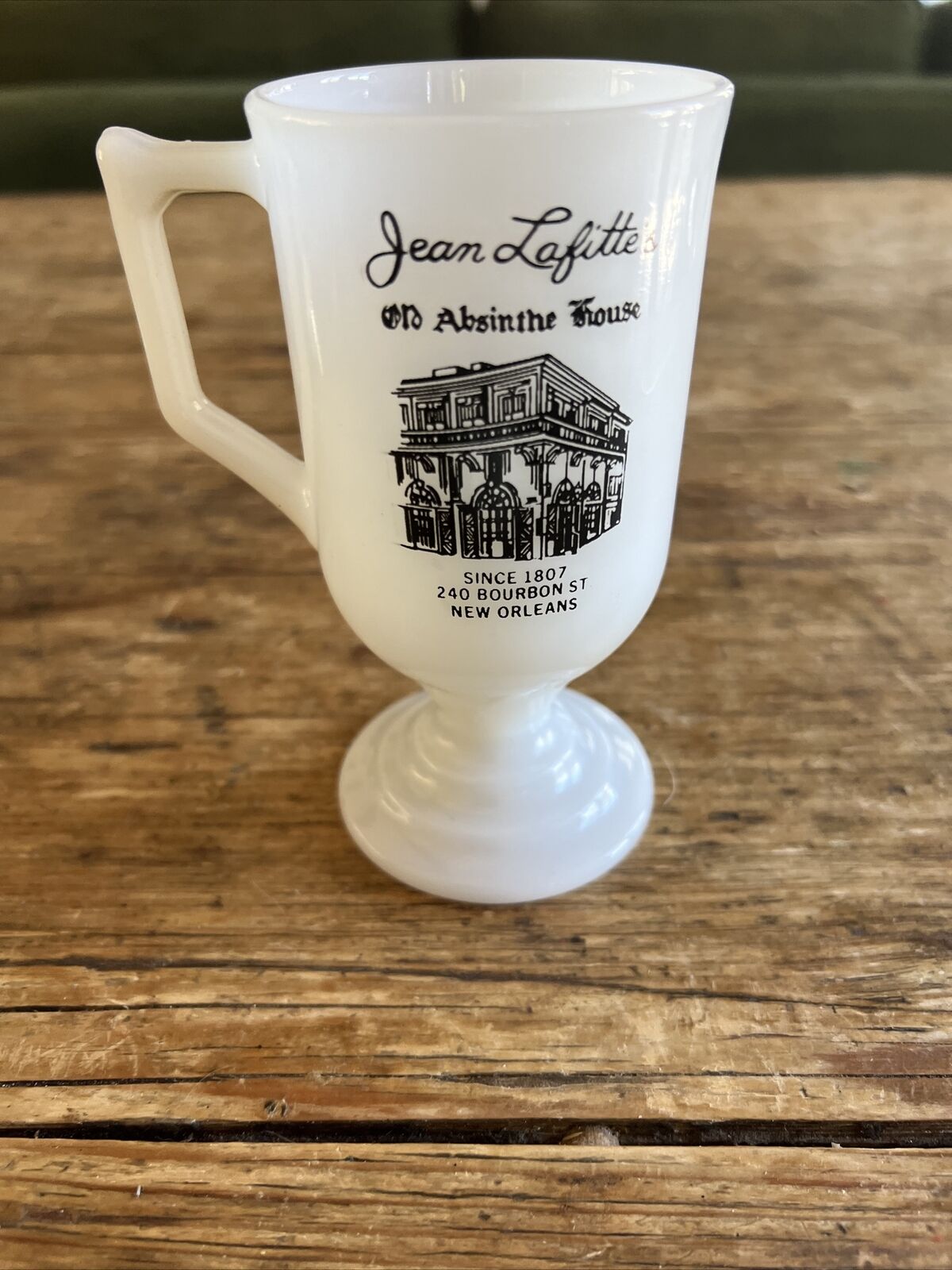 Jean Lafitte\'s Absinthe House New Orleans Bourbon St French Quarter Milk glass
