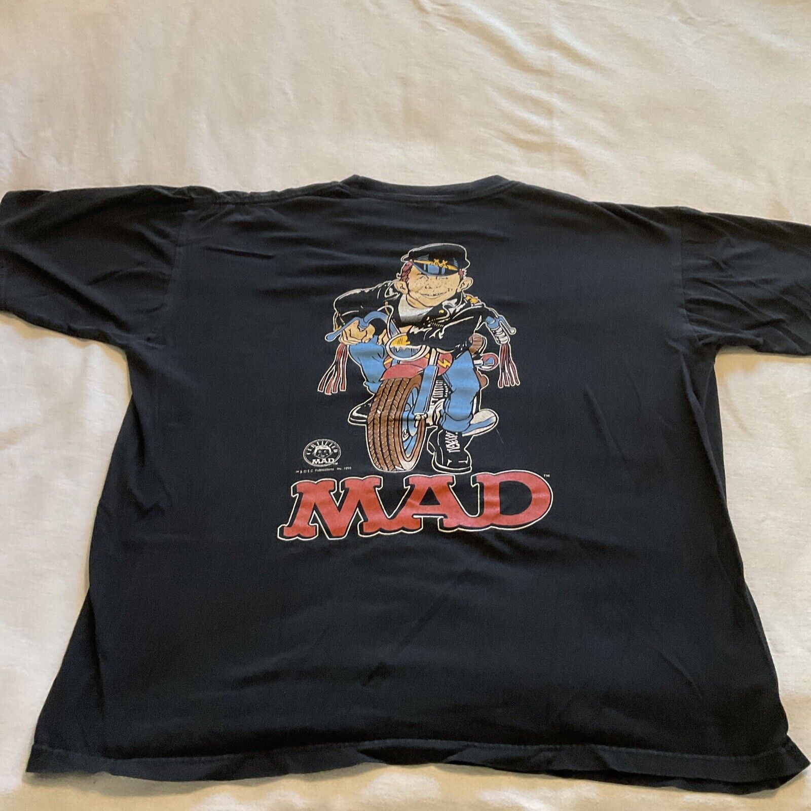 Vintage 1995 Mad Magazine Alfred E Newman Motorcycle T-Shirt XL Rare