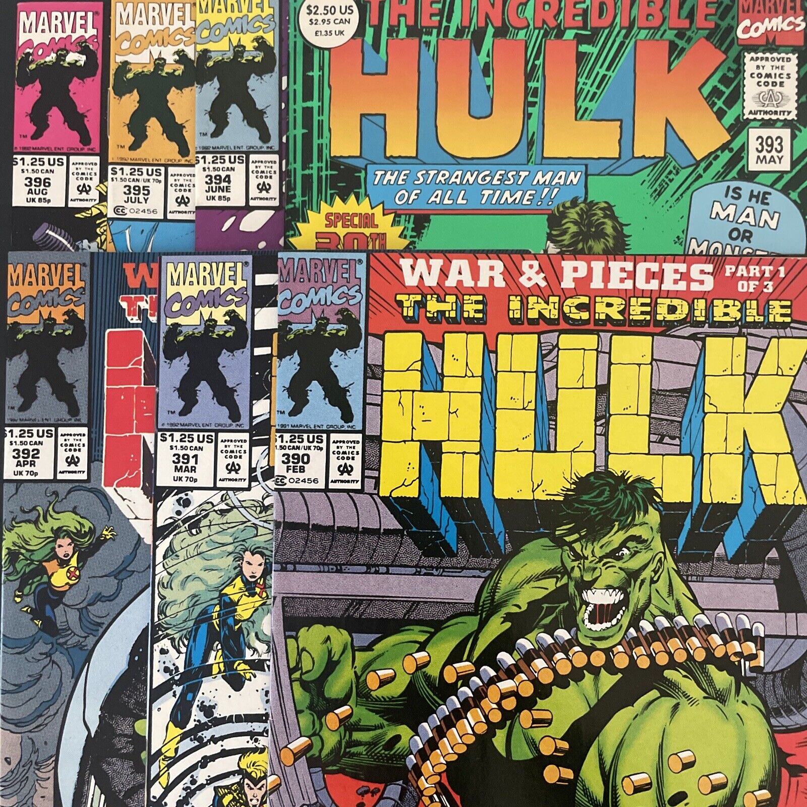 Incredible Hulk #390 391 392 393 394 394 395 & 396 (Marvel) Lot Of 7 Comics
