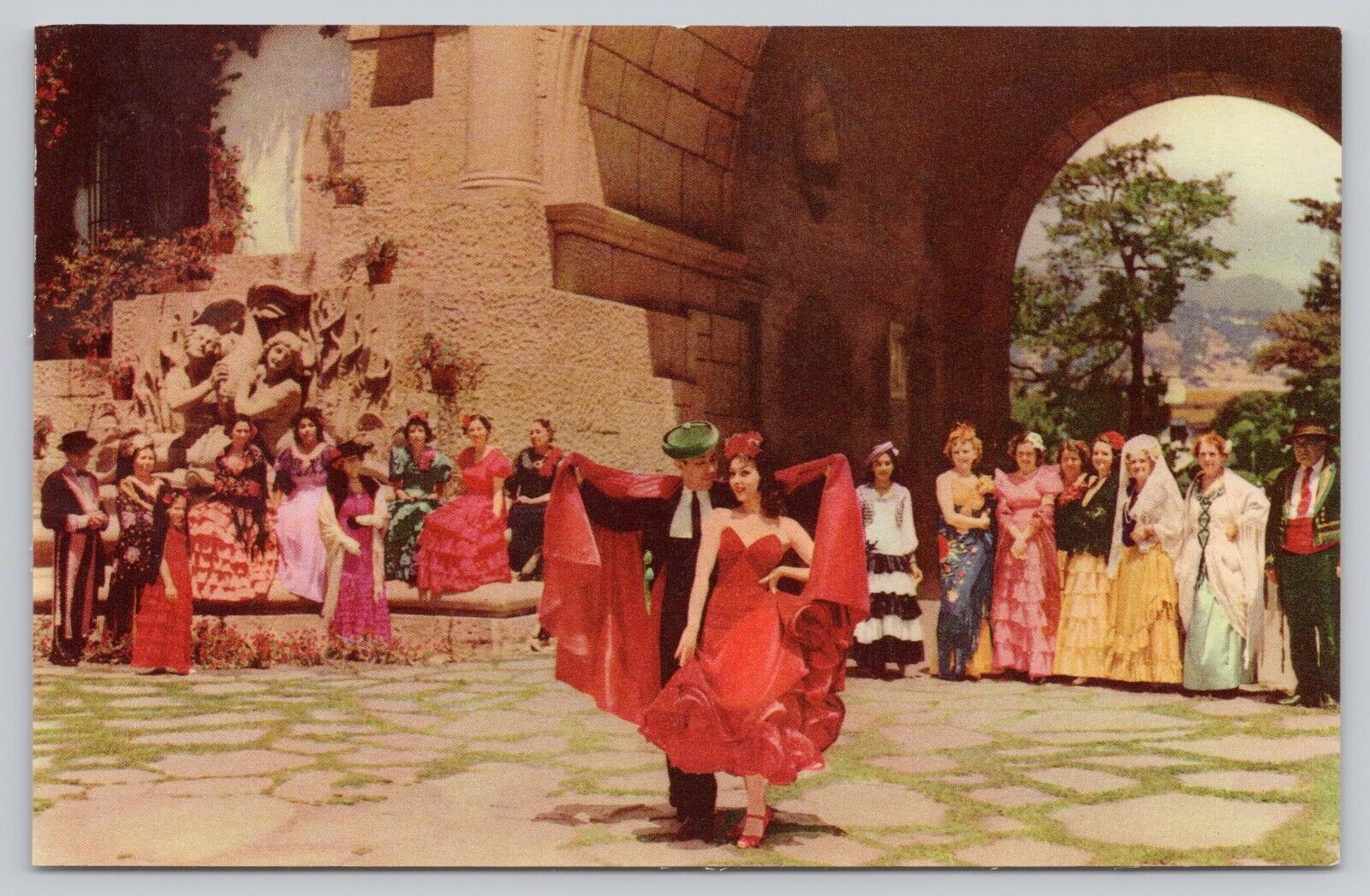 Santa Barbara CA Old California Fiesta Festival Spanish Dancers Vintage Postcard