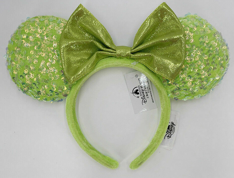 2022 Ears Minnie Mouse Mickey Limited Disney Parks Green Shell Sequins Headband#