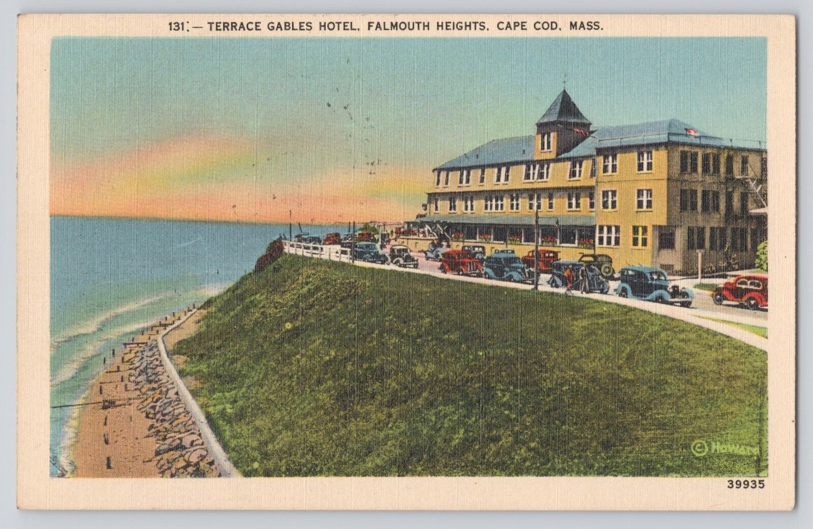 Postcard Massachusetts Cape Cod Terrace Gables Hotel Falmouth Heights Vintage