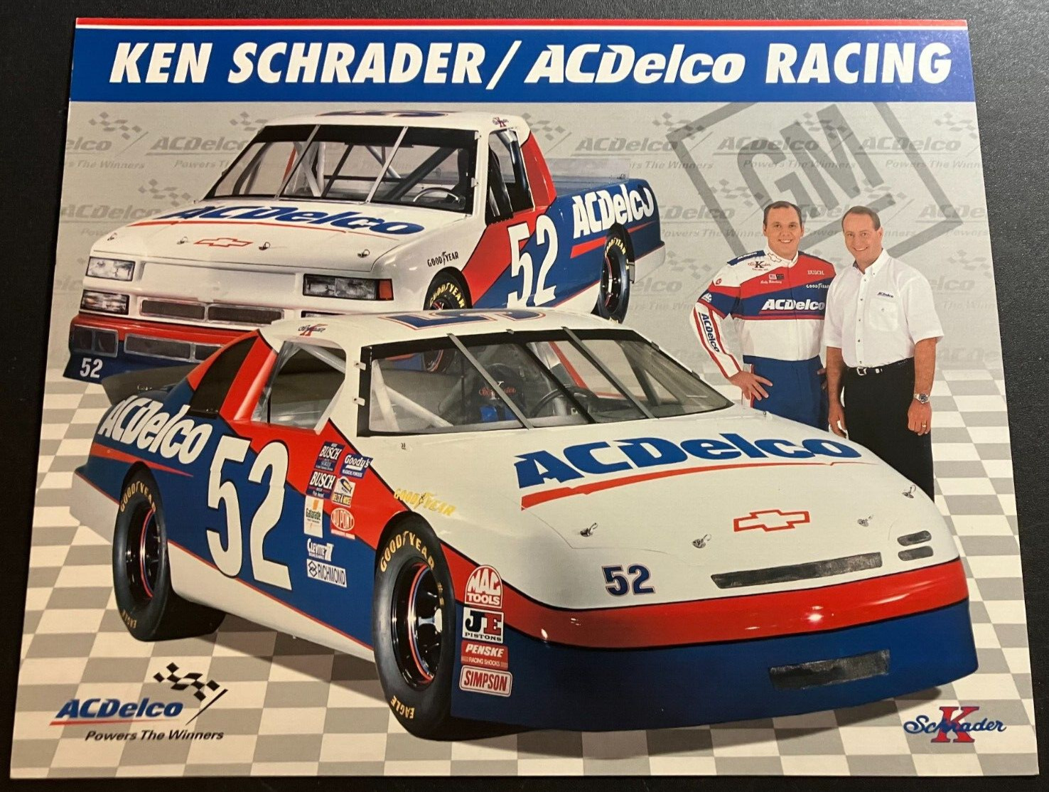 1996 Ken Schrader Racing #52 ACDelco Chevy - NASCAR Hero Card Handout