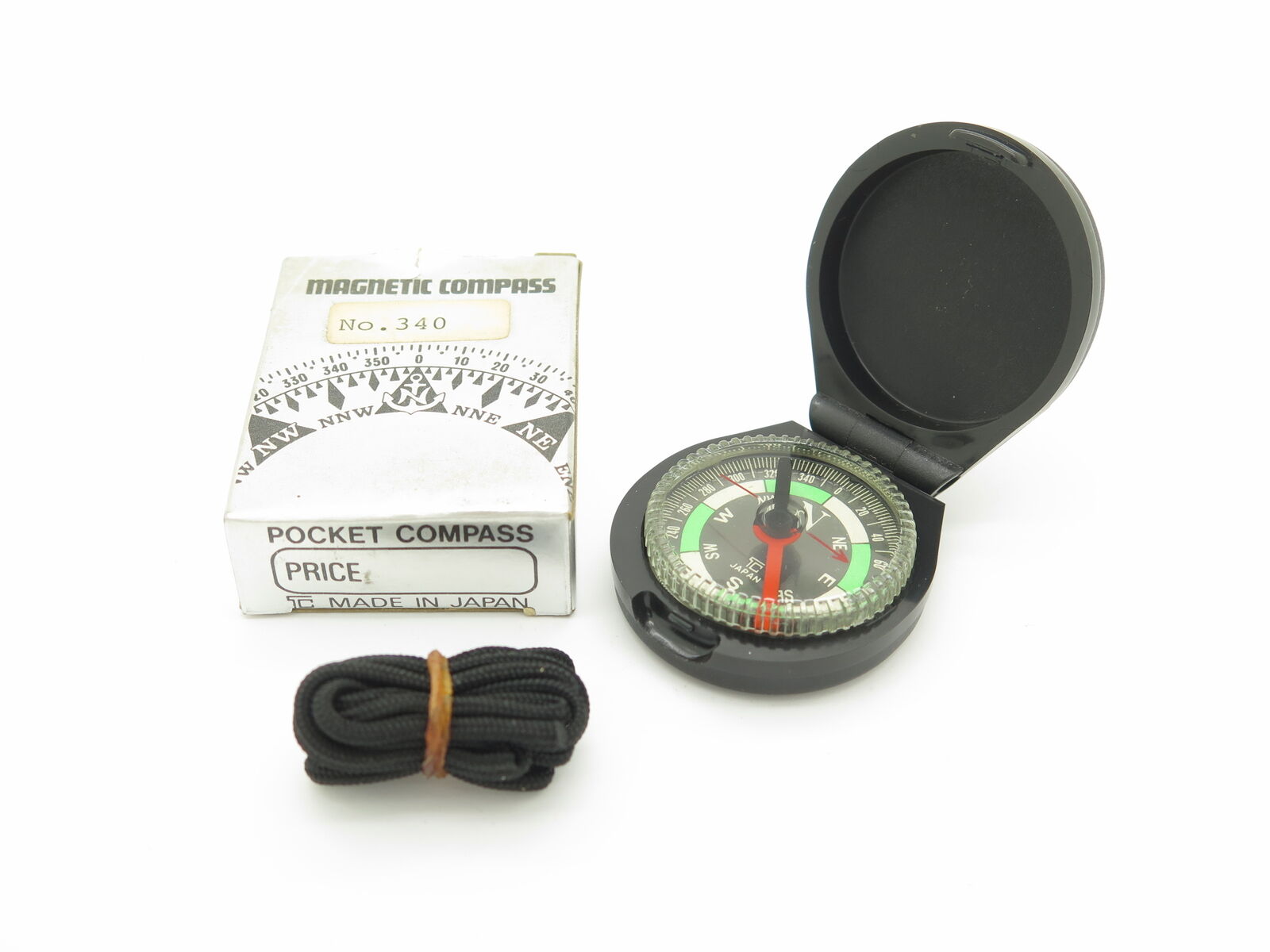 Vintage Japan Magnetic Pocket Compass No. 340 Black
