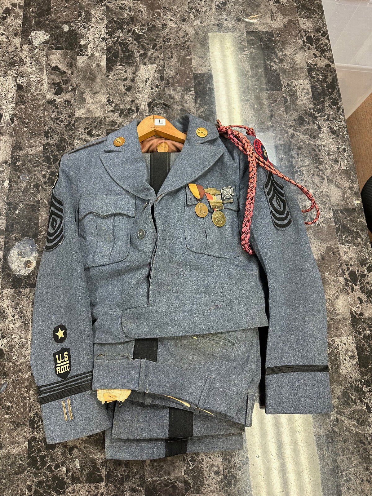 K) Augusta Military Academy 1955 US ROTC First Sergeant Uniform Jacket & Pants