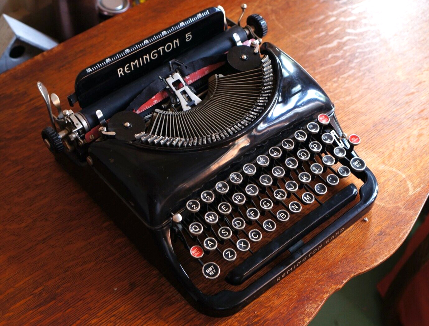 Remington 5 Black Vintage Typewriter ~ Beautiful Antique in Great Condition
