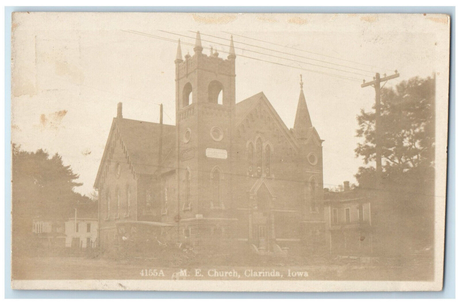 Clarinda Iowa IA RPPC Photo Postcard M.E. Church c1940\'s Vintage Unposted