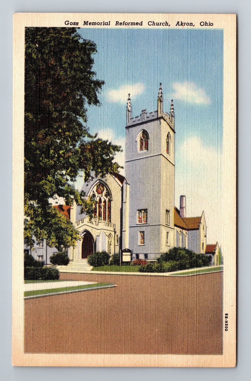Akron OH-Ohio, Goss Memorial Reformed Church Vintage Souvenir Postcard