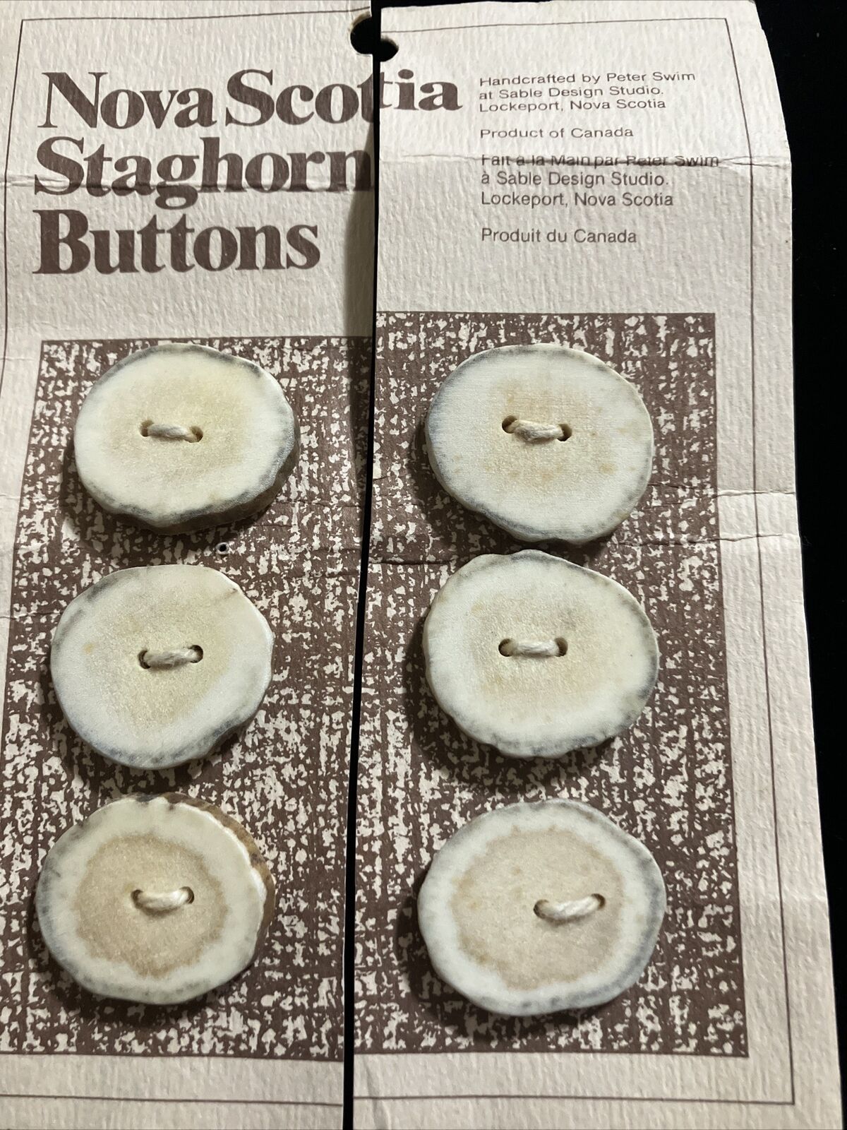 VTG Unused Unique Nova Scotia Staghorn Big Buttons Handcrafted By Peter Swim