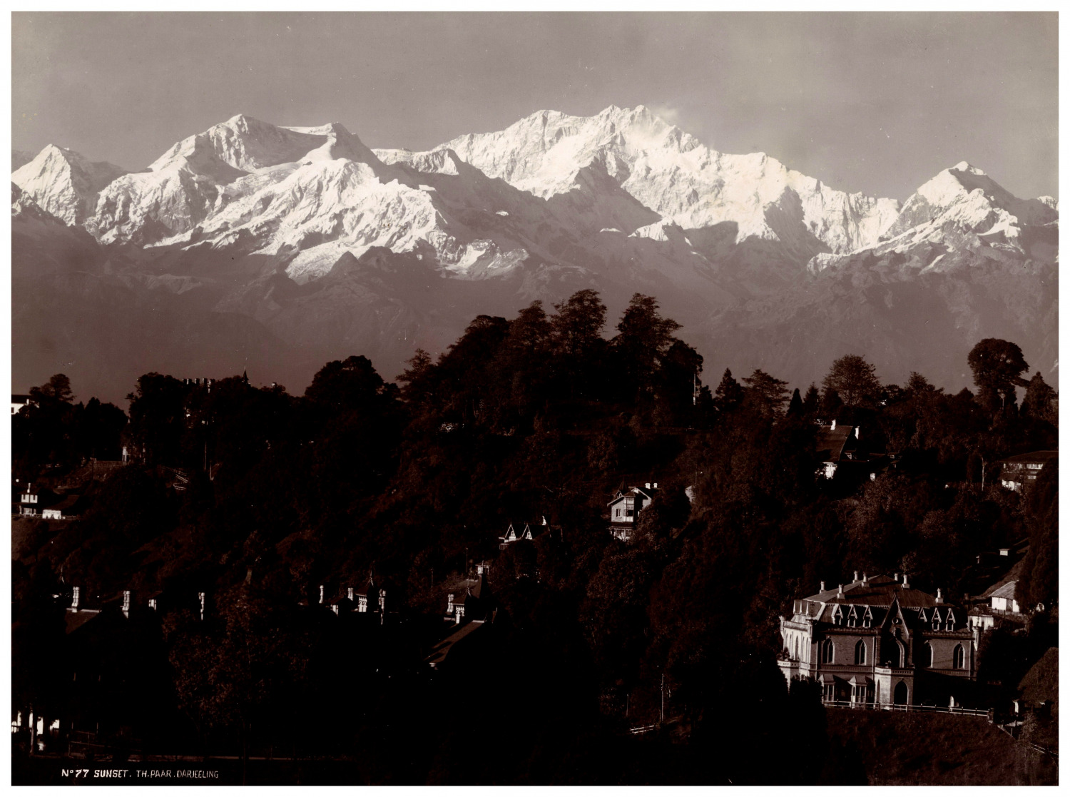 Thomas Paar, India, Darjeeling, Sunset Vintage Albumen Print Albumin Print 