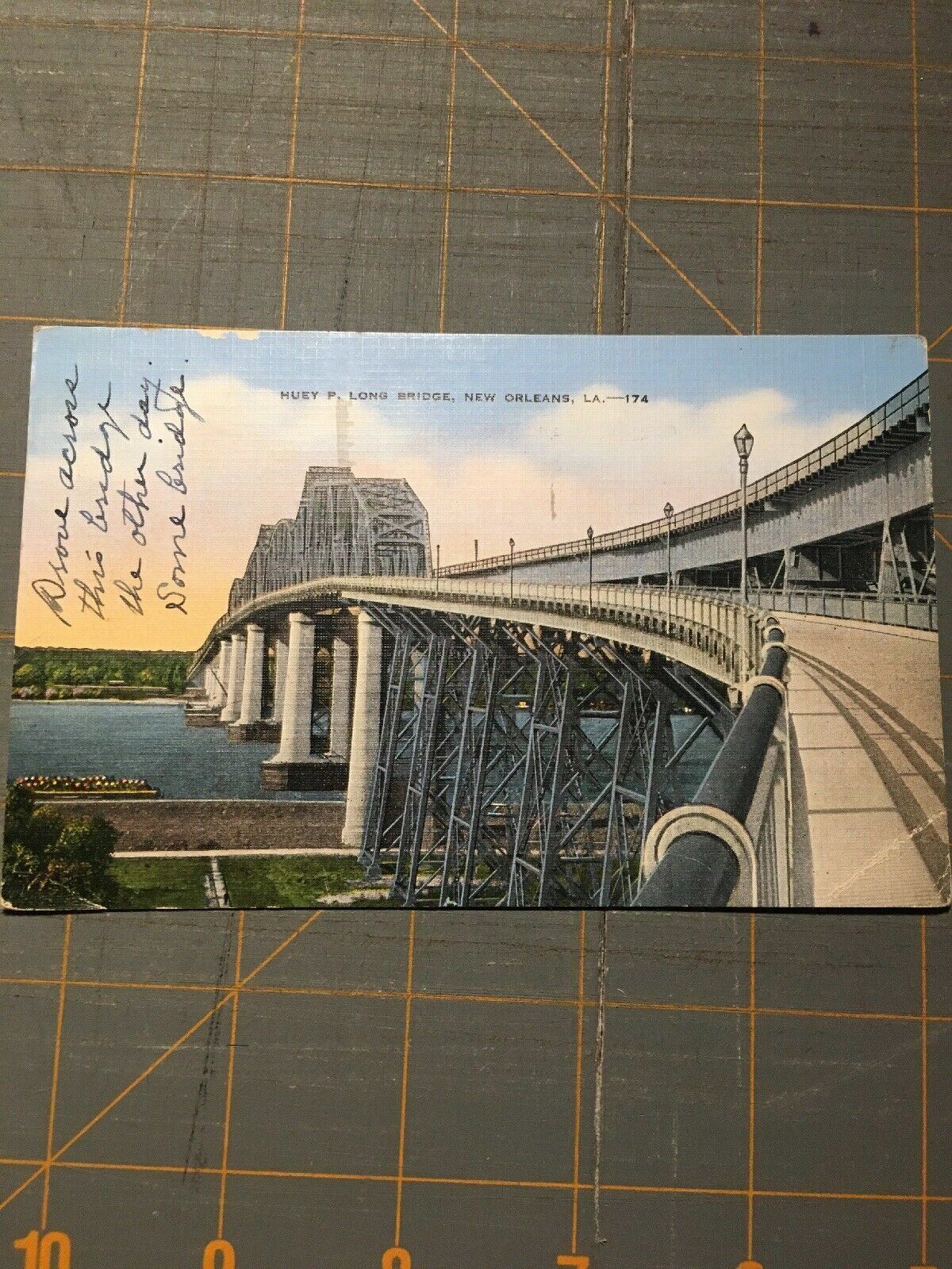 Vintage 1941 Huey P Long Bridge Postcard 1a