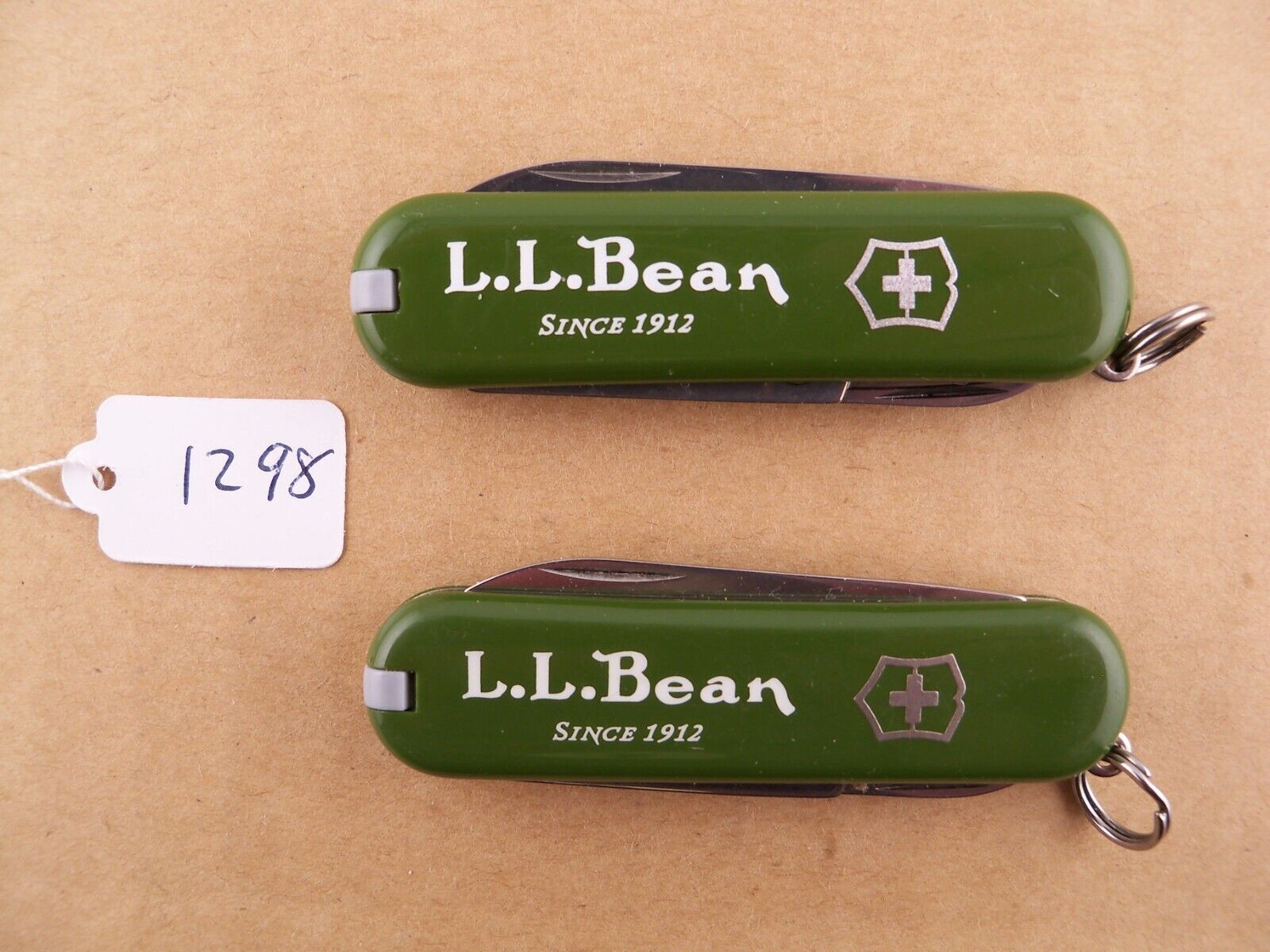 Lot of 2 Victorinox Classic SD Swiss Army Knife; Green L.L. Bean; Very Good