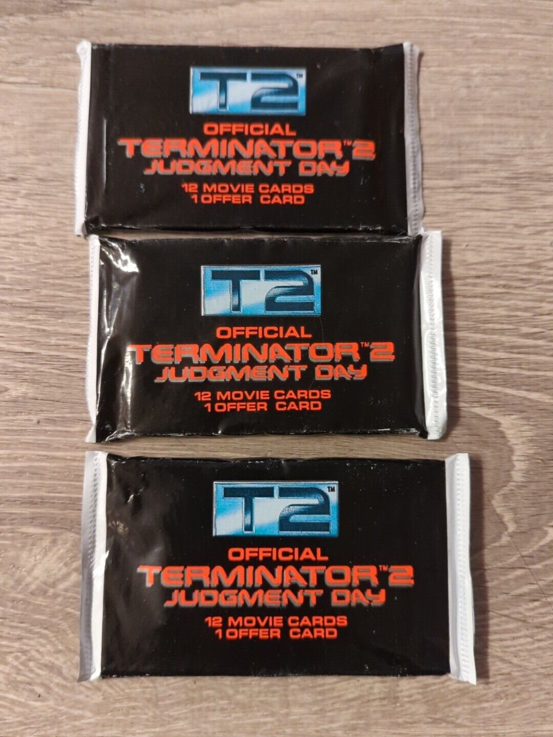 3 Vintage Pack Lot: Terminator 2 Judgement Day T2 Trading Cards NEW Arnold Retro