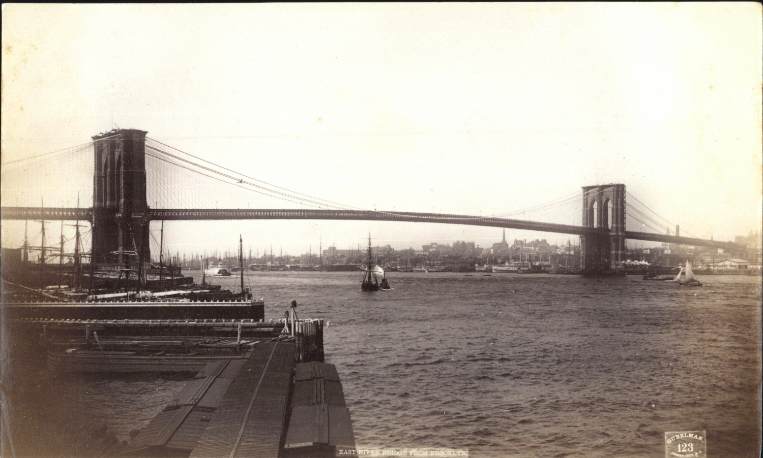 USA, New York, East River Bridge, Vintage Print, ca.1880 Vintage Print