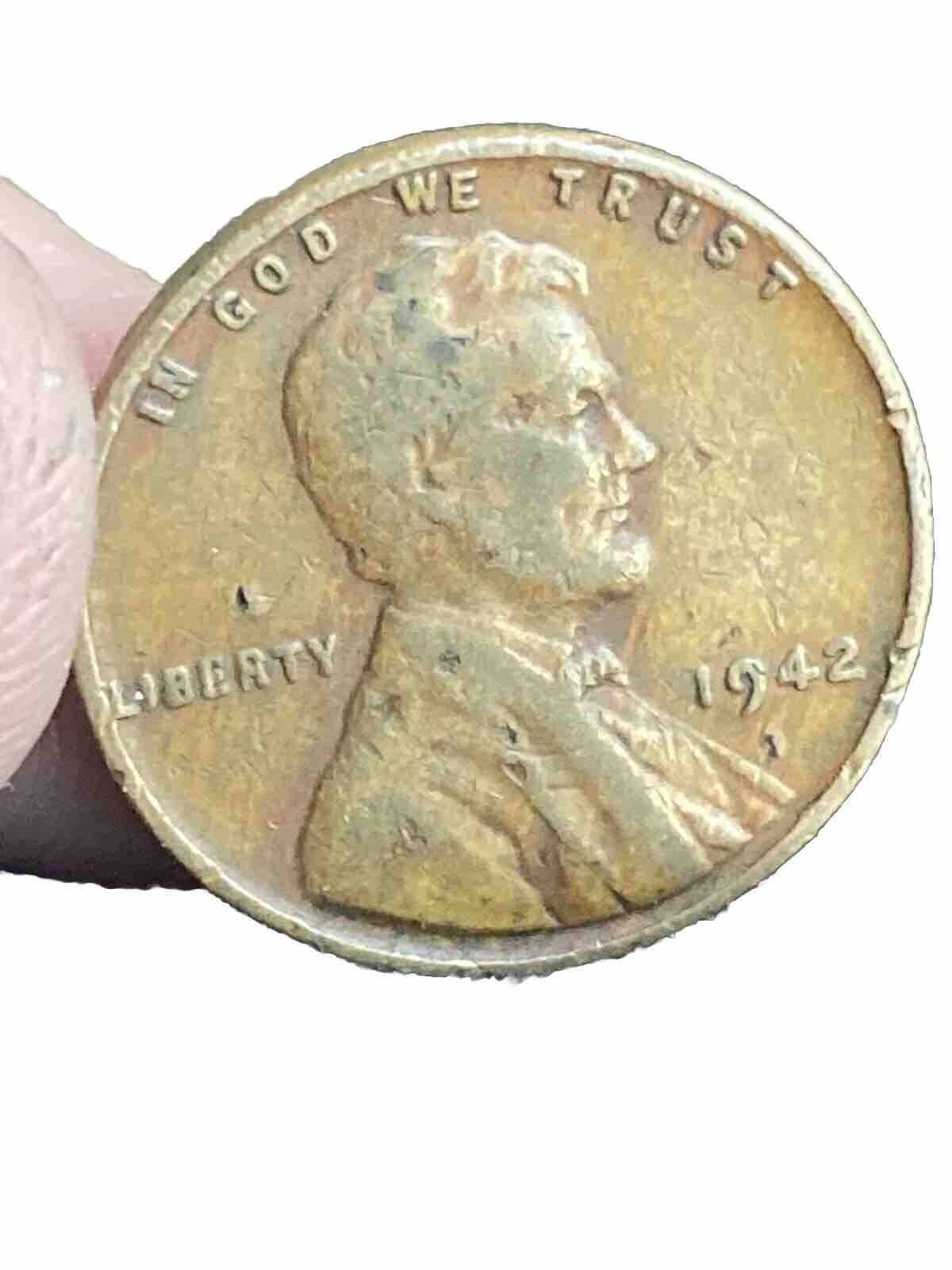 1942 Wheat Penny: No Mint Mark, Rare Error in liberty . Double Die