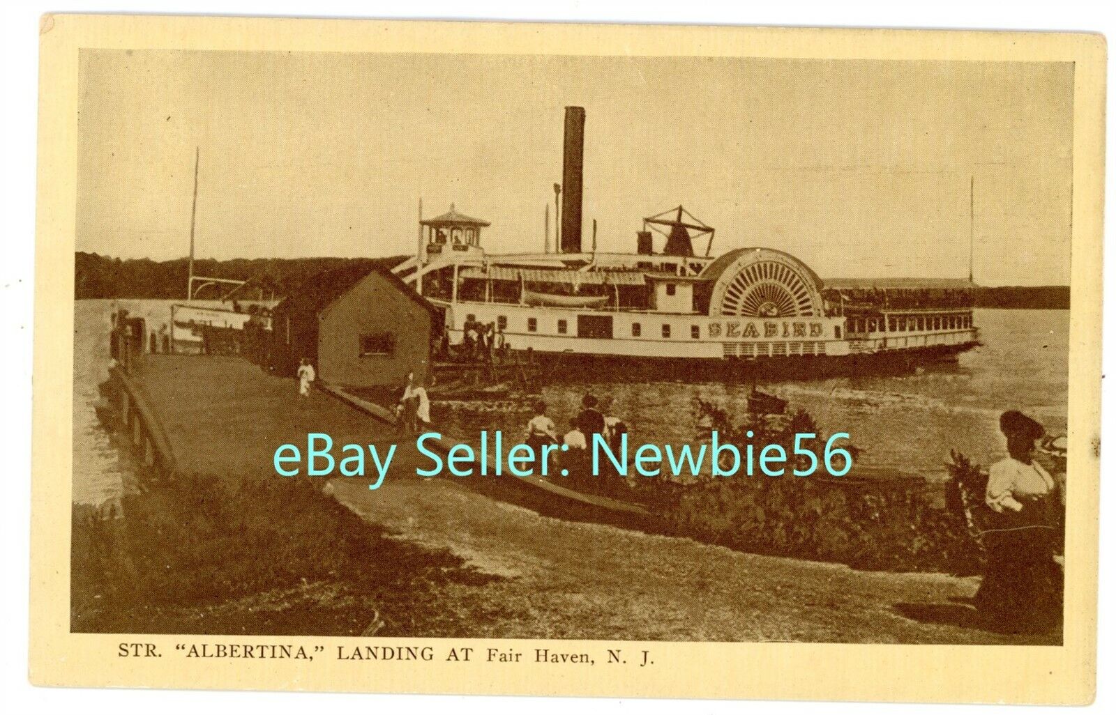 Fair Haven NJ - STEAMER ALBERTINA AT LANDING - Postcard btw Red Bank/Rumson