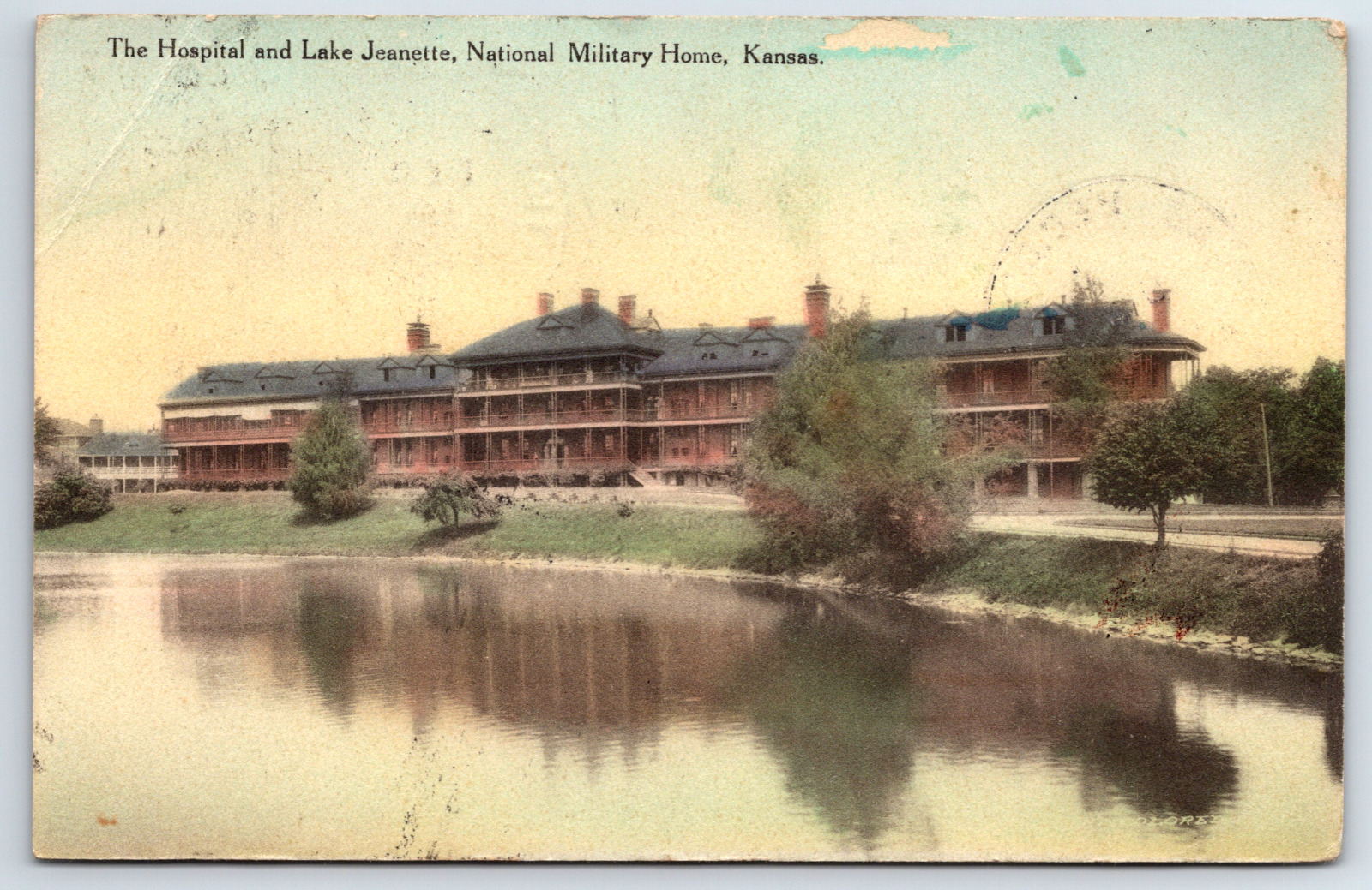The Hospital and Lake Jeanette National Military Home Kansas Vintage Postcard