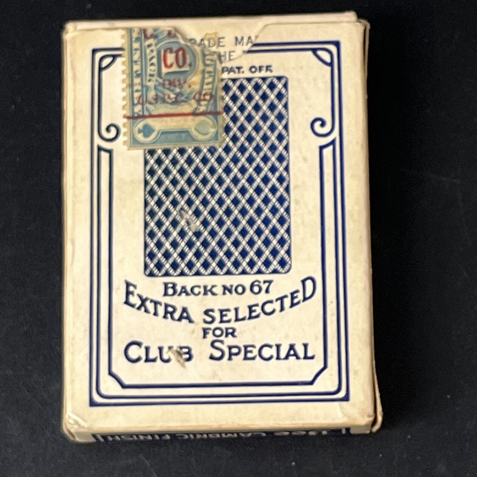 Vtg BEE No 92 Playing Cards Extra Selected Club Special Blue Tax Stamp Guarantee