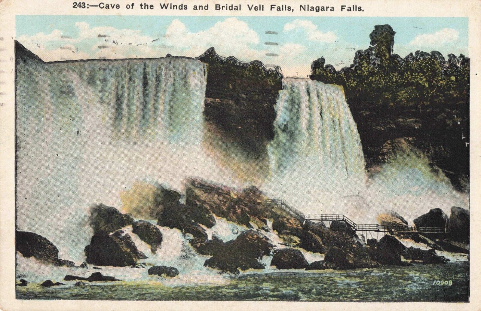 Niagara Falls New York, Cave of the Winds & Bridal Veil Falls, Vintage Postcard