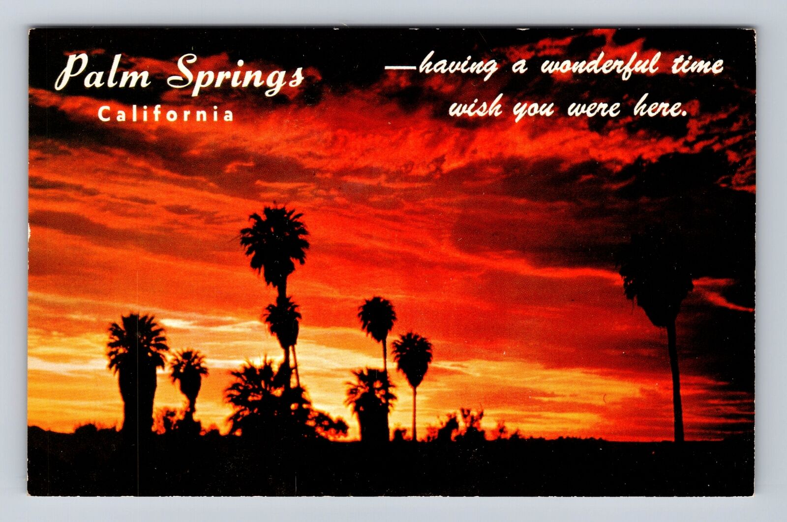 Palm Springs CA-California, A Colorful Desert Sunset, Palms, Vintage Postcard