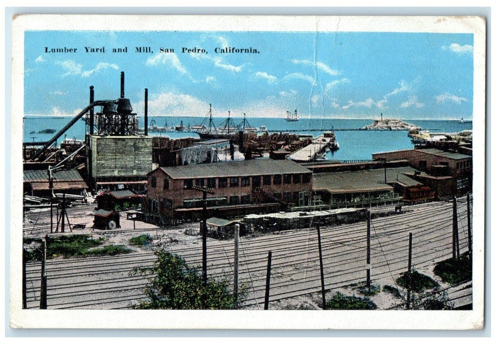 c1910\'s View Of Lumber Yard And Mill San Pedro California CA Antique Postcard