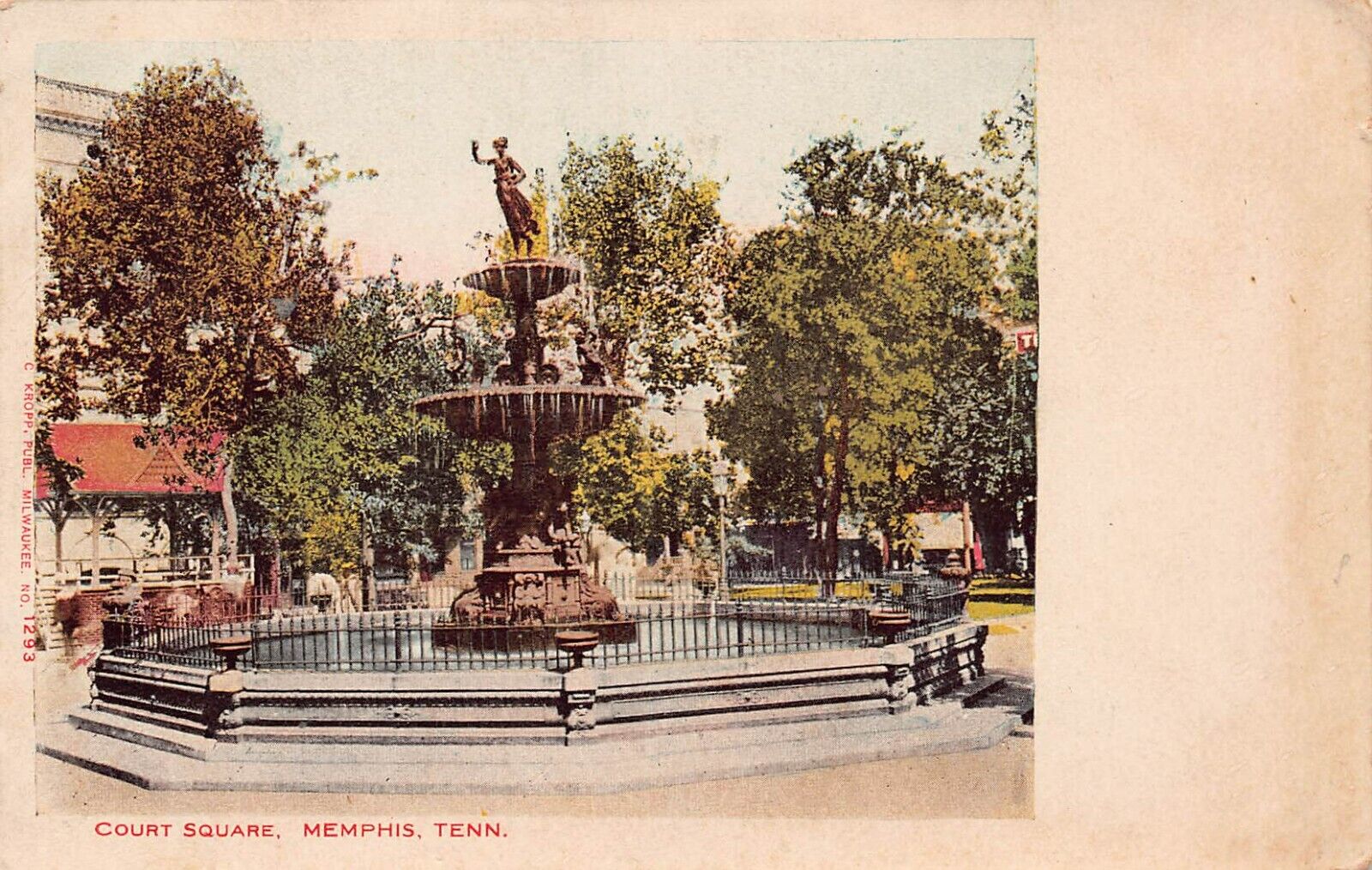 Memphis TN Tennessee Fountain Hebe Court Square Scott #328 Stamp Vtg Postcard Z4