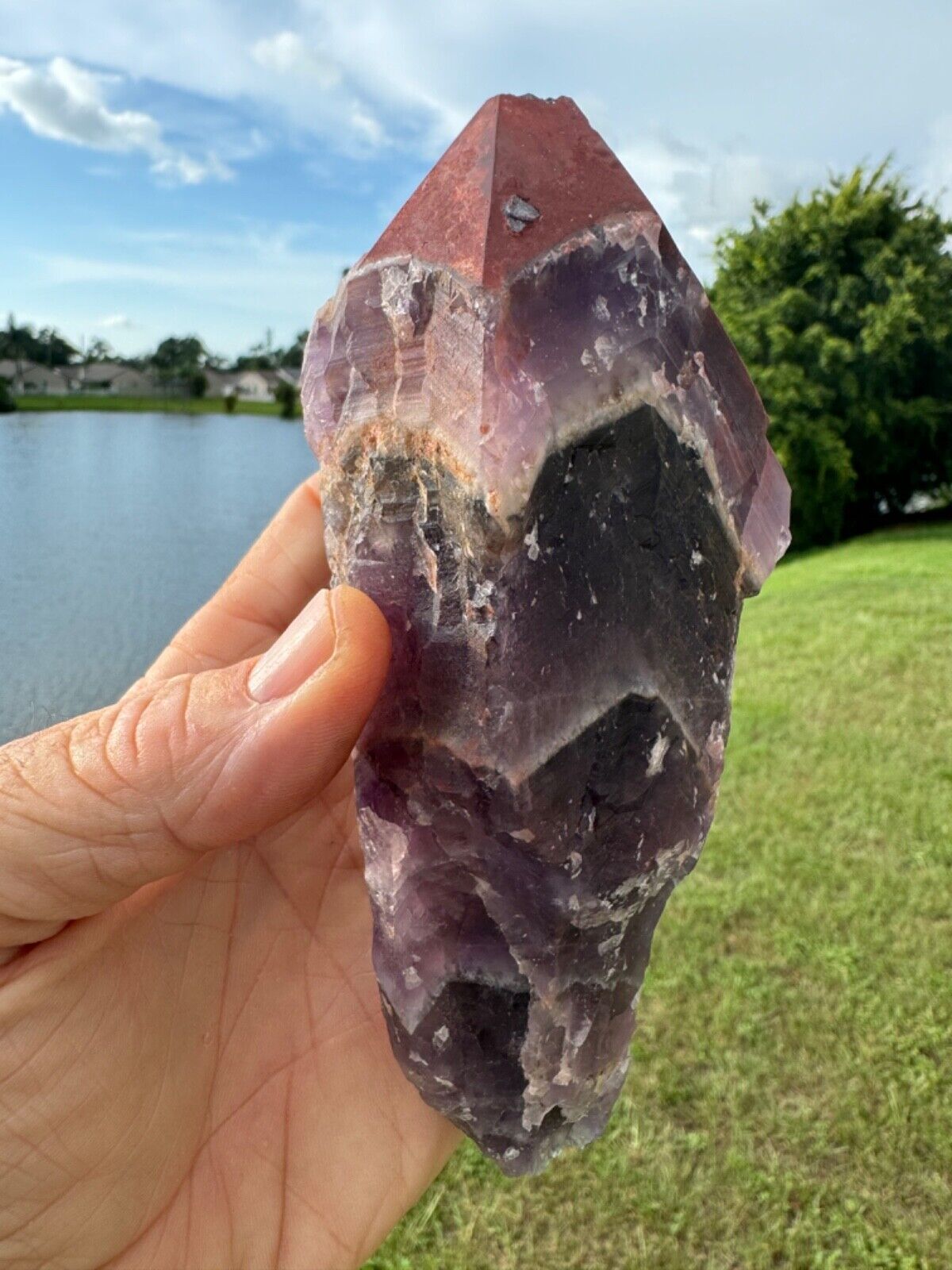 Nice Auralite 23 Crystal Double Red Cap from Canada 536 grams 6.5\