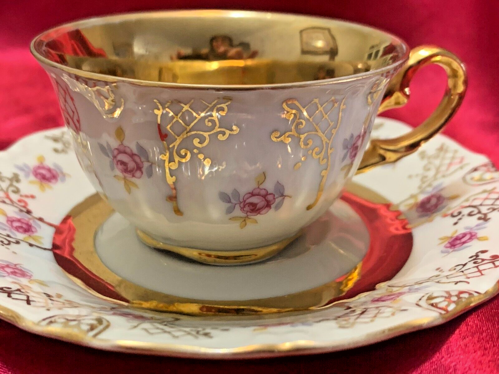 Vintage Demitasse Teacup & Saucer Bone China Germany Royal Heidelberg WINTERLING