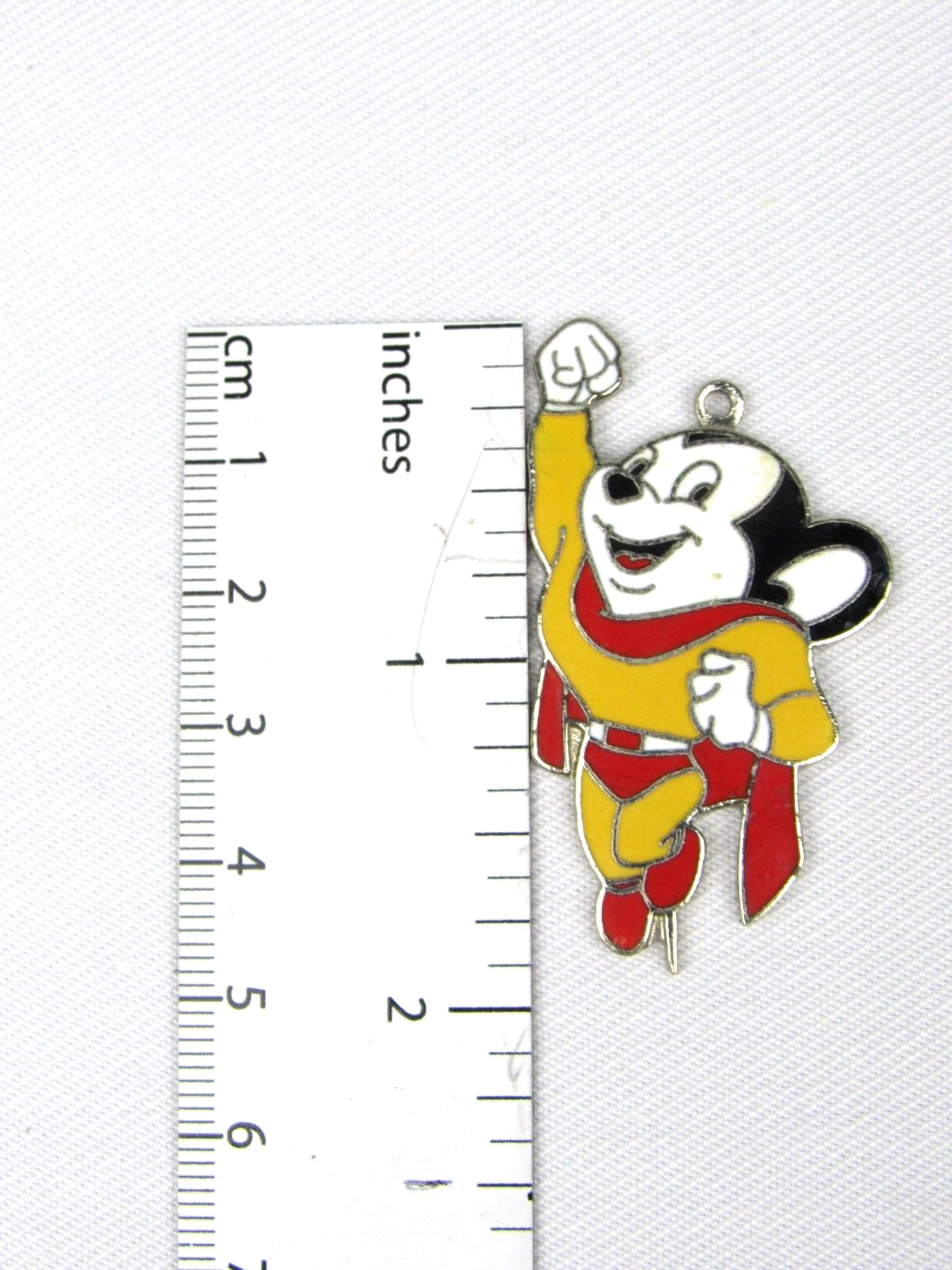 Mighty Mouse Enamel Charm Keychain Pin - Terrytoons - Vintage