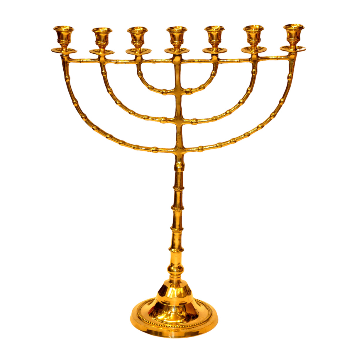 Authentic Temple Oil Menorah Gold Plated Candle Holder 29.5″ / 75cm