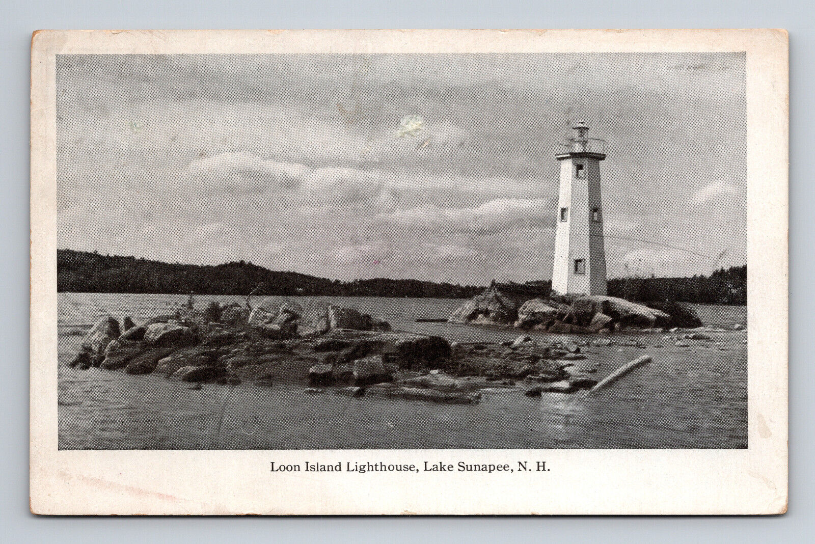 Loon Island Lighthouse Lake Sunapee NH Frank Swallow Divided Back Postcard