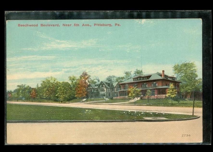 Vintage Postcard Beechwood Boulevard 5th Avenue Pittsburgh PA 1911 Cancel
