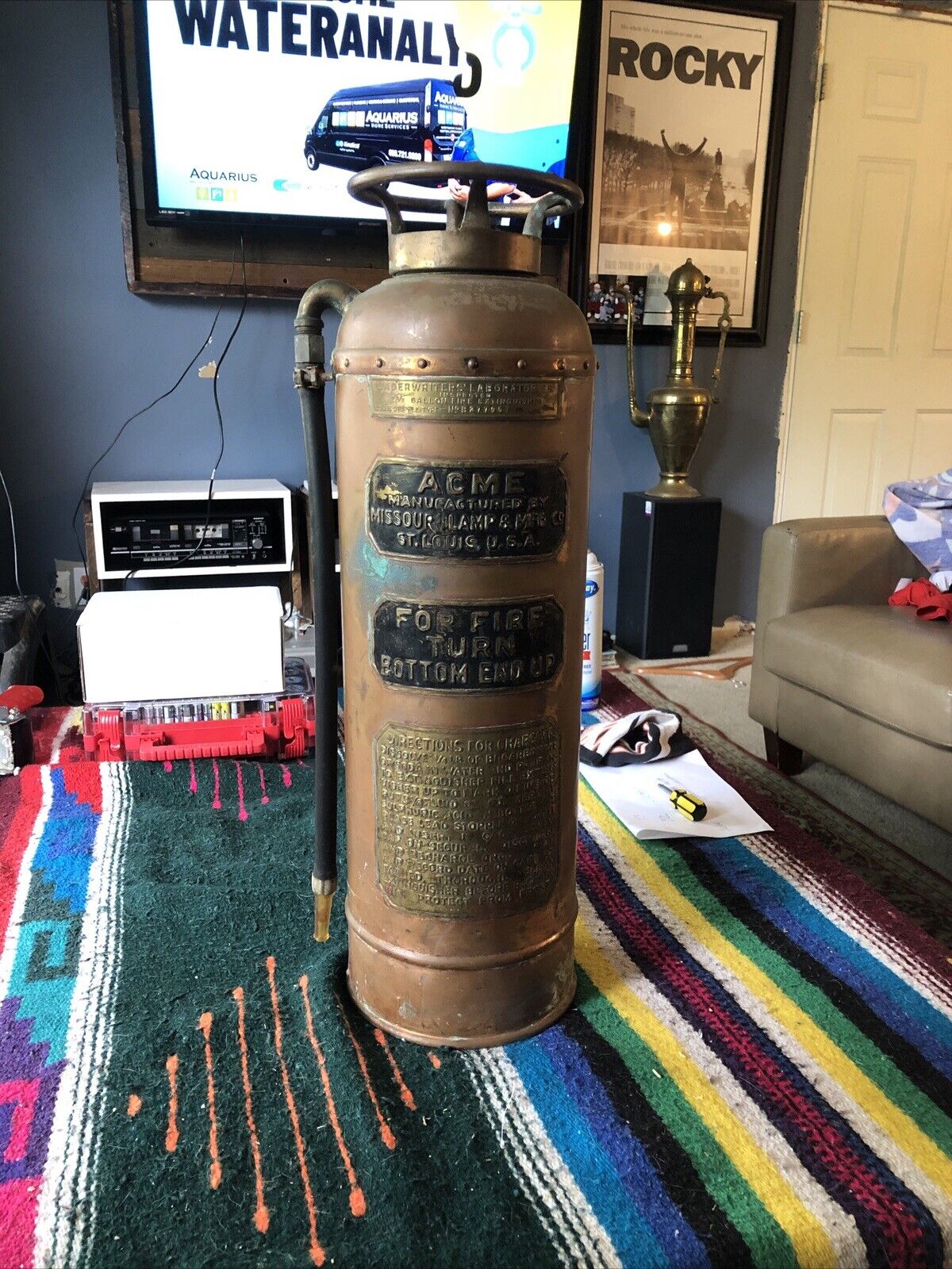 VTG Antique Acme Fire Extinguisher Copper Brass Missouri Lamp Mfg. Co.