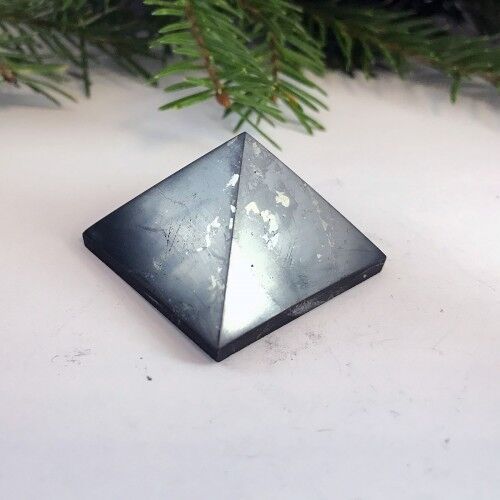 Polished shungite pyramid 150x150mm (5.9″) Karelia EMF protection + 5CM FREE