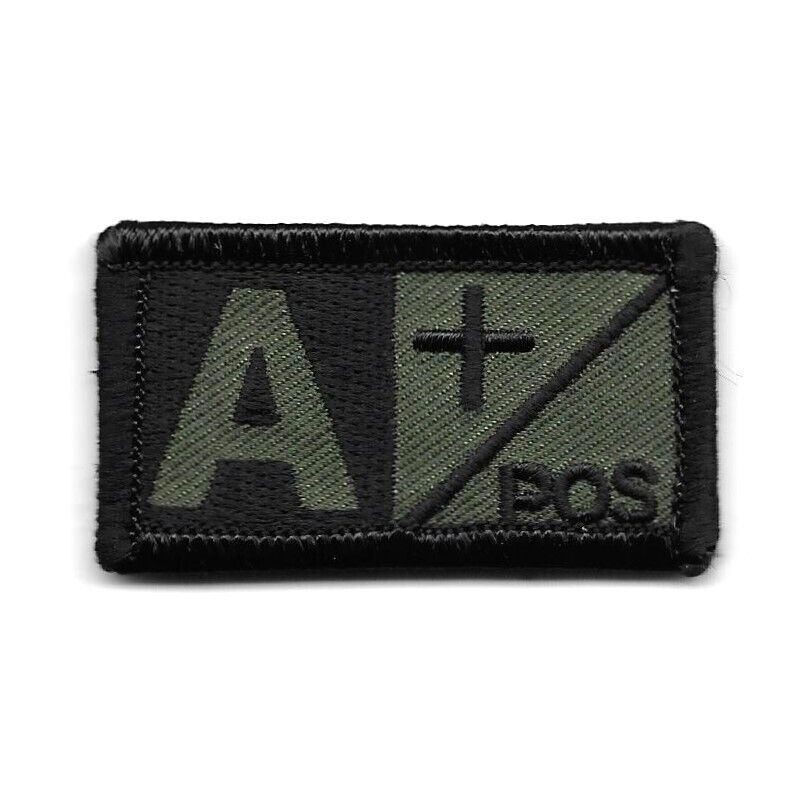 Olive Green Black Blood Type A+ Positive Patch Fits For VELCRO® BRAND Loop