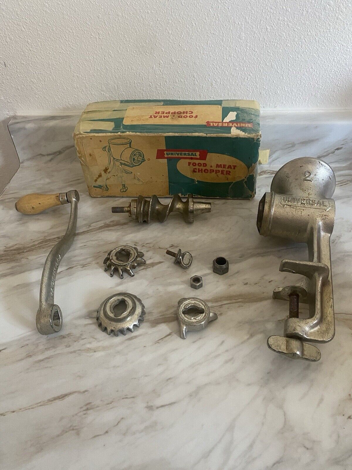 Vintage Universal Food and Meat Chopper No 2 Grinder with Box