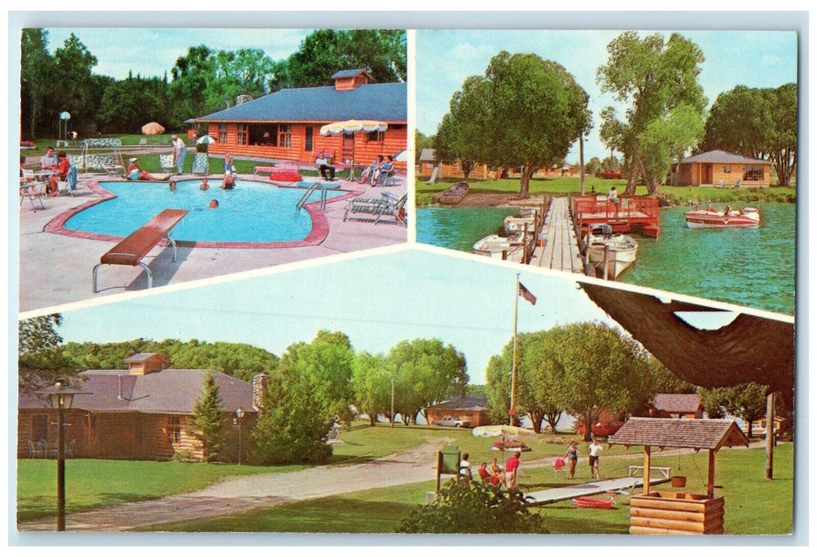 c1950's Tomahawk Lodge Blackduck Lake Pool Blackduck Minnesota MN Postcard