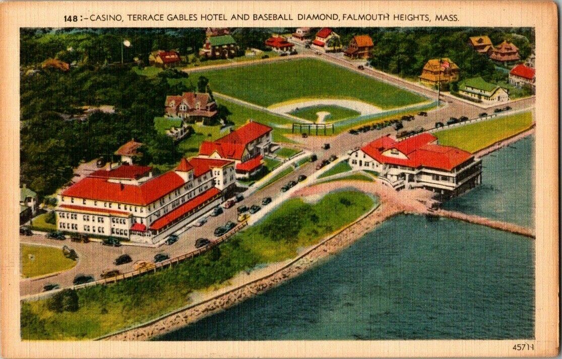 1930\'S. TERRACE GABLES HOTEL. BASEBALL DIAMOND. FALMOUTH HEIGHTS MA POSTCARD ZT3