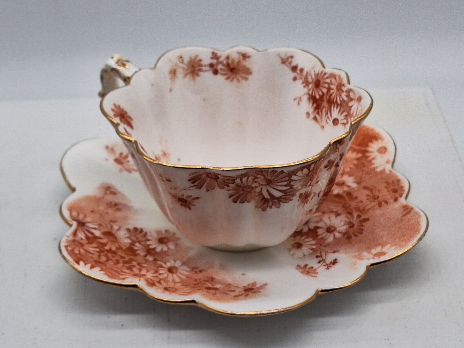 Cup and Saucer Small Wileman Foley Bone China Daisy Shape 283632  C.1890
