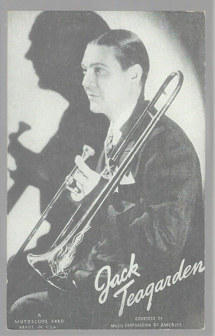 1943-66 MUTOSCOPE EXHIBITS  JACK TEAGARDEN  NM  POST CARD BACK  JAZZ MUSICIAN