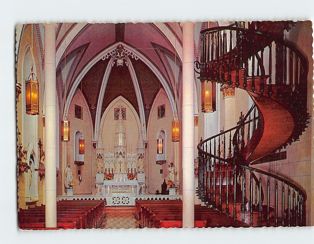 Postcard Famous Stairway, Loretto Chapel, Santa Fe, New Mexico