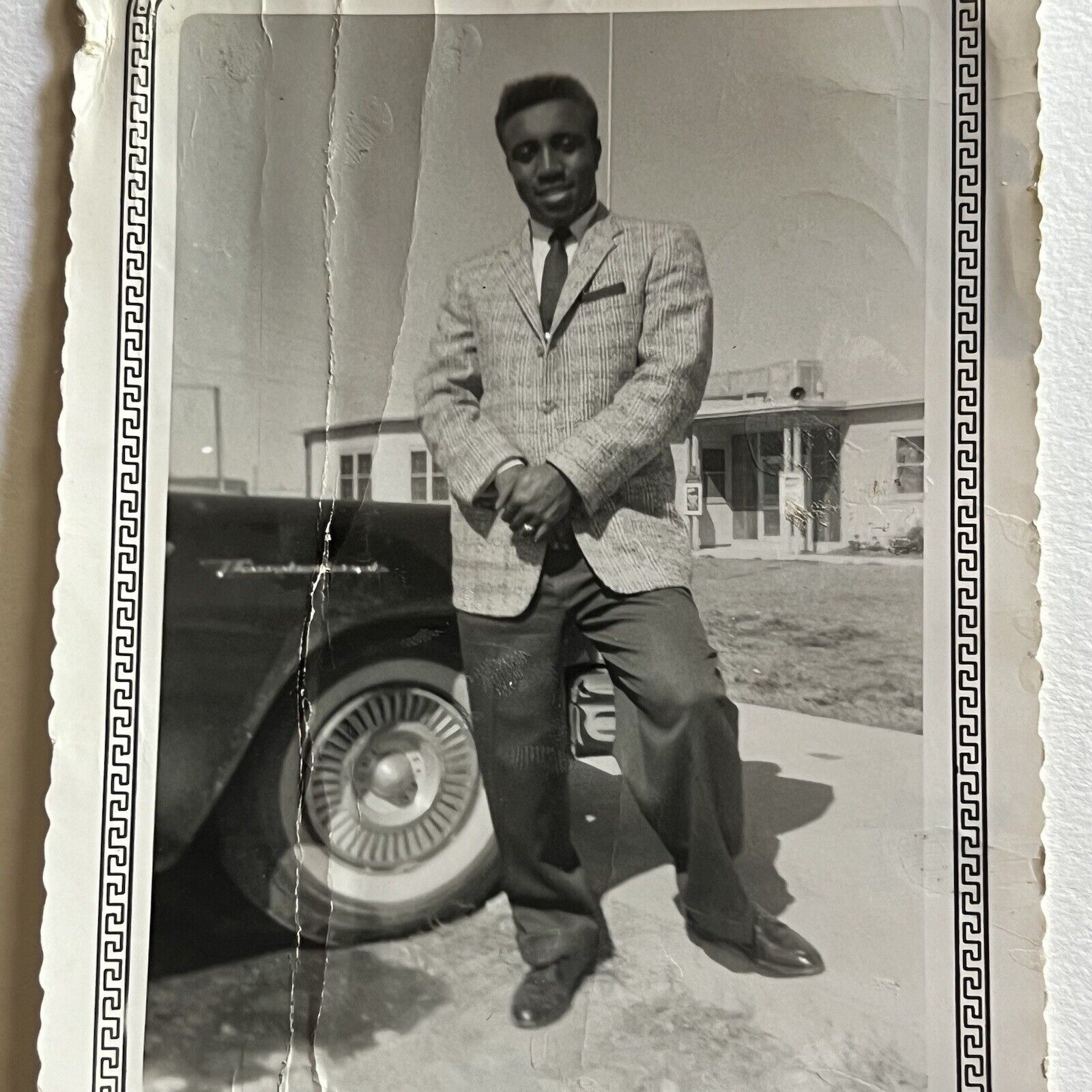 Vintage B&W Snapshot Photograph Black African American Man San Antonio TX