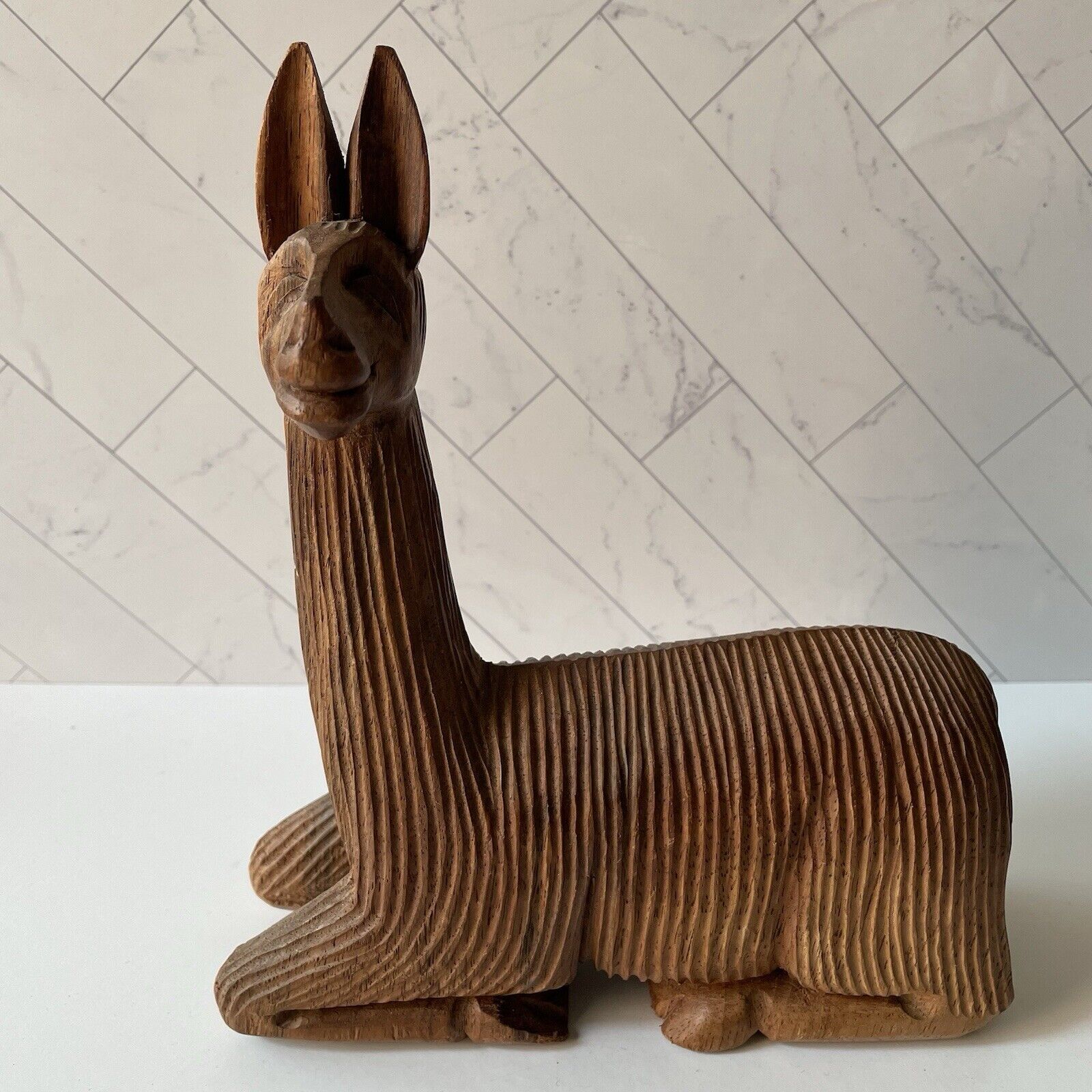 Vintage Llama Stoneware Statue Figurine Artesania Rinconada Style 7.5”