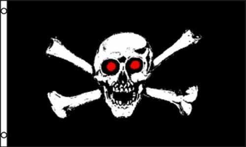 Skull and Crossbones Red Eyes Flag 3x5 ft Jolly Roger Bones Pirate Ship Black