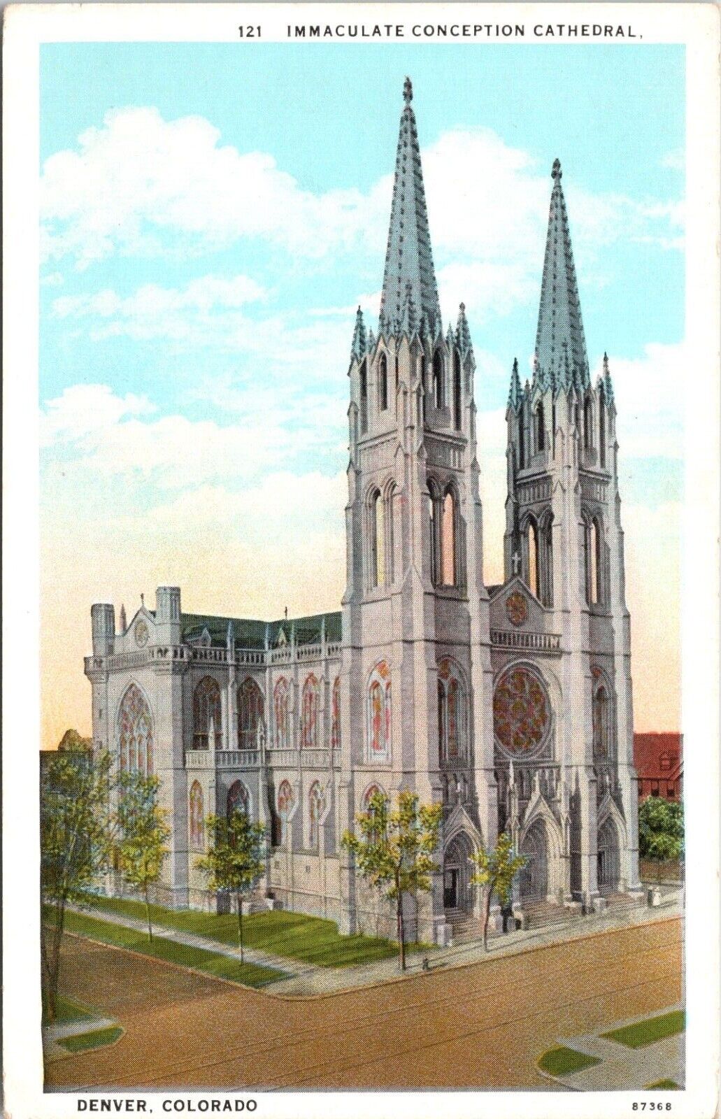 C.1920s Denver CO Immaculate Conception Cathedral Church Colorado Postcard A320