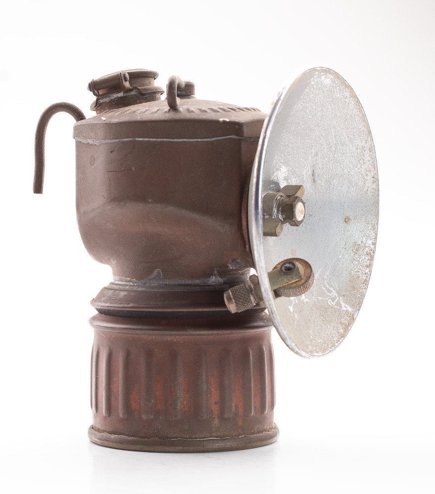 Vintage Auto-Lite Brass Miner's Carbide Lamp Justrite