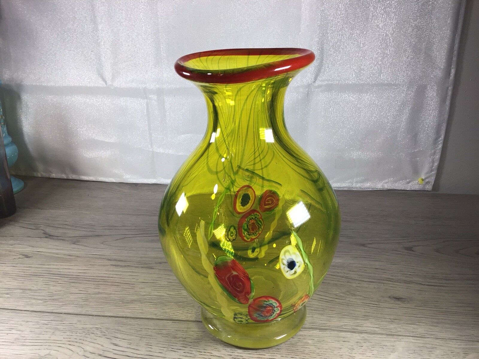 Large Bright Yellow Italian Art Glass (11.5” Tall X4.75” At Base)